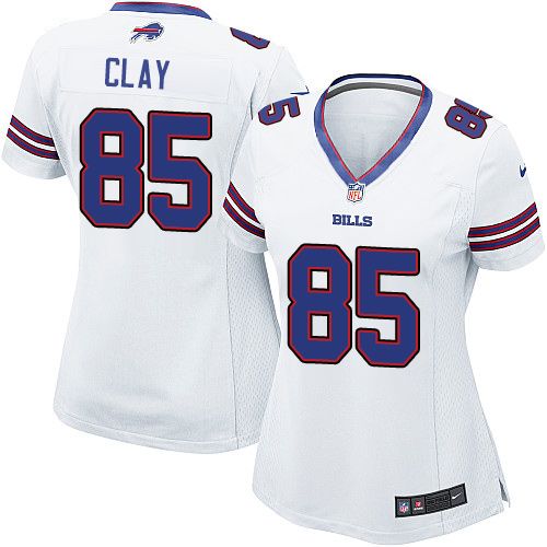 Nike Bills #85 Charles Clay White Women's Stitched NFL New Elite Jersey - Click Image to Close
